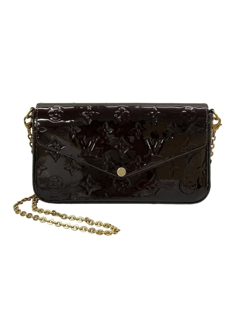 Louis Vuitton Wallet Monogram Vernis Pochette Felicie Amarante Leather